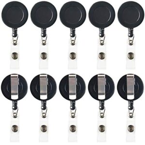 janyun 35 pcs black retractable badge reels holders reels clip for id badge holders for school office supplies