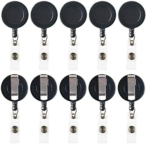 JANYUN 35 Pcs Black Retractable Badge Reels Holders Reels Clip for ID Badge Holders for School Office Supplies