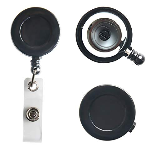 JANYUN 35 Pcs Black Retractable Badge Reels Holders Reels Clip for ID Badge Holders for School Office Supplies