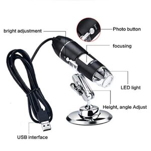 USB Digital Microscope X4-1000X, 8 LED Magnification Endoscope Camera Metal Stand, Compatible for MAC and Android Phone Pack of 1