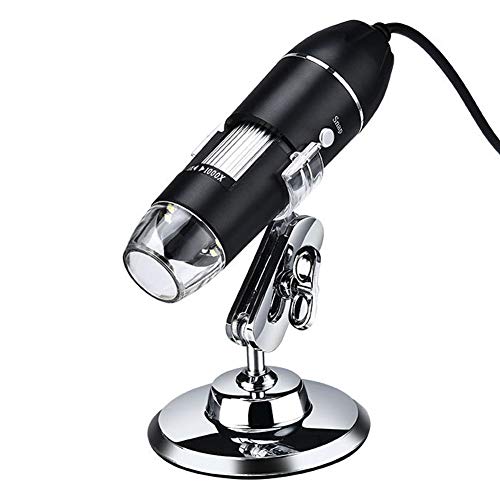 USB Digital Microscope X4-1000X, 8 LED Magnification Endoscope Camera Metal Stand, Compatible for MAC and Android Phone Pack of 1