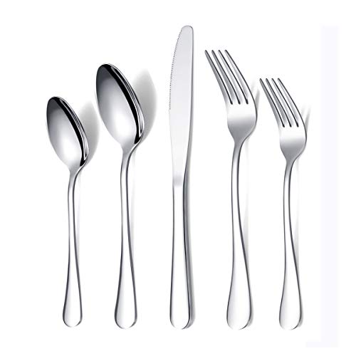 Flatware Set 20 Pieces, Kyraton Stainless Steel Silverware Set, Strong Anti Rust, Stainless Steel Cutlery Set, Utensils Set Service for 4