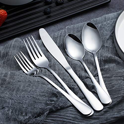 Flatware Set 20 Pieces, Kyraton Stainless Steel Silverware Set, Strong Anti Rust, Stainless Steel Cutlery Set, Utensils Set Service for 4