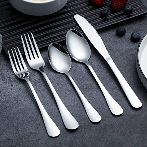 Flatware Set 20 Pieces, Kyraton Stainless Steel Silverware Set, Strong Anti Rust, Stainless Steel Cutlery Set, Utensils Set Service for 4