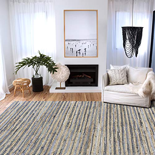 Lr Home Denim Woven Area Rug, 3' x 5', Blue/Cream (LR99133-DEB3050)