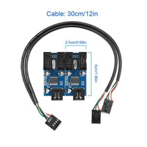 Rocketek 9pin USB Header Male 1 to 4 Female Extension Card USB 2.0 Splitter Cable Connector for Motherboard, Adapter Port Multiplier for CPU, WiFi Receiver, Fans, and RGB Light …
