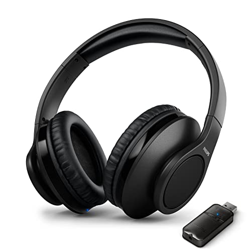 Philips Wireless Headphones for TV Watching with Home Cinema Sound and Low Latency, TV Headphones Wireless with Bluetooth USB Transmitter Over The TV Ear Bluetooth Headphone Easy to use, 18h Playtime