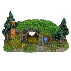 ulifery hobbit house fish tank decorations, natural aquarium ornament cave reptile hole shelter for betta hiding/miniature garden, small