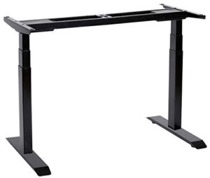 unicoo - electric stand up desk frame with dual motor, 3 stage up lifting legs, rise up electric adjustable height and width standing desk frame with 4 memory keypad (dual motor frame - black)