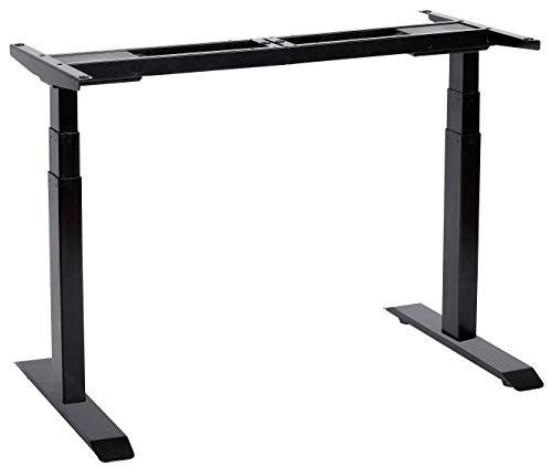 UNICOO - Electric Stand Up Desk Frame with Dual Motor, 3 Stage Up Lifting Legs, Rise UP Electric Adjustable Height and Width Standing Desk Frame with 4 Memory Keypad (Dual Motor Frame - Black)