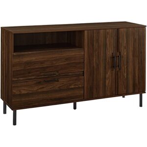 walker edison modern detailed cabinet door and 2 drawer storage-sideboard-buffet, 56, dark walnut