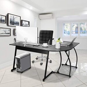 ZENY 58'' L-Shaped Gaming Desk Computer Corner Desk Reversible Table Home Office Desk PC Workstation Study Writing Desk Wood & Steel