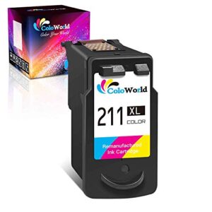 coloworld remanufactured cl-211xl color ink cartridge replacement for canon 211xl to use with pixma mx410 mx350 mp250 mp240 ip2700 mp495 mx330 mx340 mp280 mp480 mp490 ip2702 mp270 mp499 mx360 printer