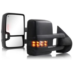 towing mirror for silverado sierra - 2007-2013 chevy silverado 1500 gmc sierra 2014 2500hd 3500hd tow mirror with side mirror power adjusted heated glass turn signal backup light