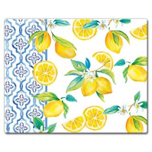counterart lovely lemons 3mm heat tolerant tempered glass cutting board 15” x 12” manufactured in the usa dishwasher safe