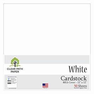 white cardstock - 12 x 12 inch - 80lb cover - 50 sheets - clear path paper