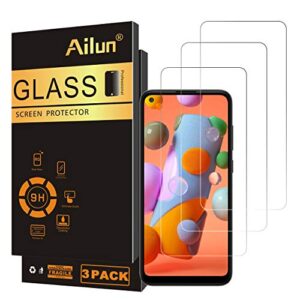 ailun screen protector for galaxy a11/m11 3 pack tempered glass ultra clear anti-scratch case friendly