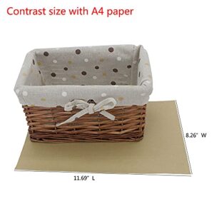 Kingwillow Rectangular Wicker Storage basket&bins container, Organizer Box, Art & Craft (Small) (CLTS-brown)