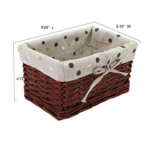 Kingwillow Rectangular Wicker Storage basket&bins container, Organizer Box, Art & Craft (Small) (CLTS-brown)