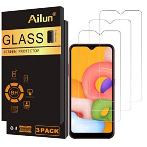 ailun screen protector for galaxy a01 [5.7 inch] 3 pack tempered glass ultra clear anti-scratch case friendly