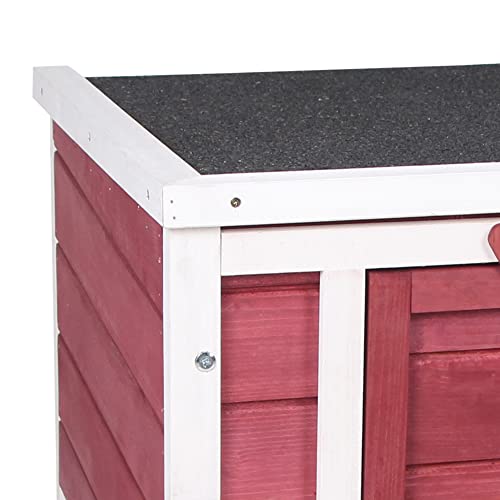 PawHut Small Wooden Rabbit Hutch Bunny Cage Guinea Pig Cage Duck House Dog House with Openable & Waterproof Roof, Red