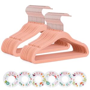 ieoke baby velvet hangers,50 pack children clothes hangers ultra thin non slip clothes racks with 6 pcs kids clothing dividers