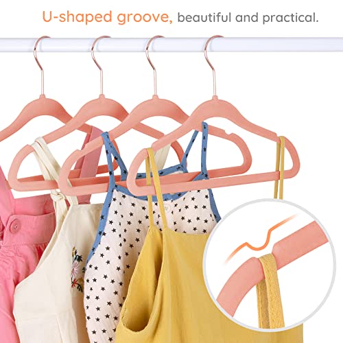 IEOKE Baby Velvet Hangers,50 Pack Children Clothes Hangers Ultra Thin Non Slip Clothes Racks with 6 Pcs Kids Clothing Dividers