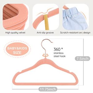 IEOKE Baby Velvet Hangers,50 Pack Children Clothes Hangers Ultra Thin Non Slip Clothes Racks with 6 Pcs Kids Clothing Dividers