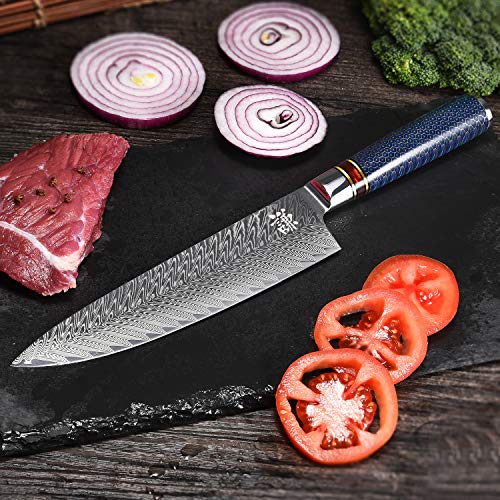 WeKit Chef Knife 8 Inch, Damascus Chef Knife Japanese VG10 Kitchen Knife Sharpest 67-Layer High Carbon Stainless Steel knife, Pro Cooking Knife, Meat Cutting Gyuto Chef Knife with Sheath