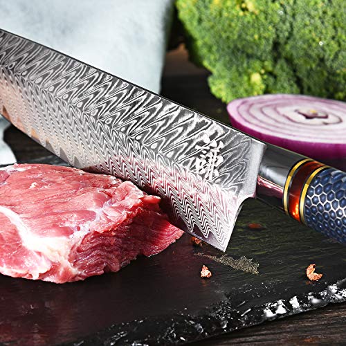 WeKit Chef Knife 8 Inch, Damascus Chef Knife Japanese VG10 Kitchen Knife Sharpest 67-Layer High Carbon Stainless Steel knife, Pro Cooking Knife, Meat Cutting Gyuto Chef Knife with Sheath