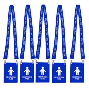 hall pass lanyards with large card passes, unbreakable school classroom passes set for teacher parents (blue)