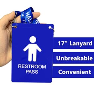 Hall Pass Lanyards with Large Card Passes, Unbreakable School Classroom Passes Set for Teacher Parents (Blue)