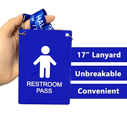 Hall Pass Lanyards with Large Card Passes, Unbreakable School Classroom Passes Set for Teacher Parents (Blue)