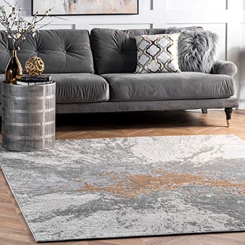 nuLOOM Cyn Abstract Area Rug, 8' Square, Silver