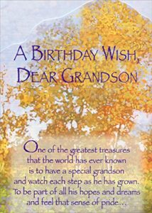 designer greetings greatest treasures yellow and orange leaves die cut z-fold birthday card for grandson