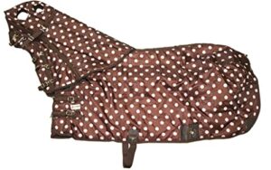 420d poly stable blanket - brown with pink dots 69" blanket, small hood