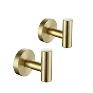 miyili brushed gold towel hook sus 304 stainless steel coat/robe clothes hook for bath kitchen garage wall mounted 2 pack, b01g2
