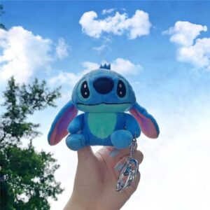 Fluffy Plush Soft TPU Blue Stitch Case with Keychain for AirPods 1 2 1st 2nd Generation AirPods1 AirPods2 3D Cartoon Cute Lovely Adorable Kawaii Kids Girls Women