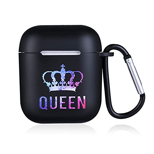 Fuguan King Queen Protective Silicone Case with Carabiner, Carrying Case for 1/2 Charging Case( 2 Kit 1)