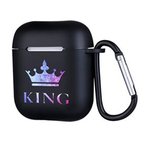 Fuguan King Queen Protective Silicone Case with Carabiner, Carrying Case for 1/2 Charging Case( 2 Kit 1)