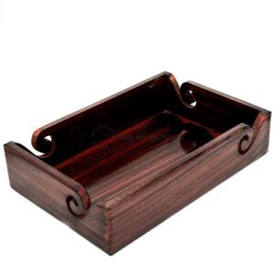 hind handicrafts solid handmade crafted wooden portable antique yarn storage bowl tray - holder for knitting crochet hook accessories - multipurpose organiser (teak brown 1, 12" x 8" x 2.5")