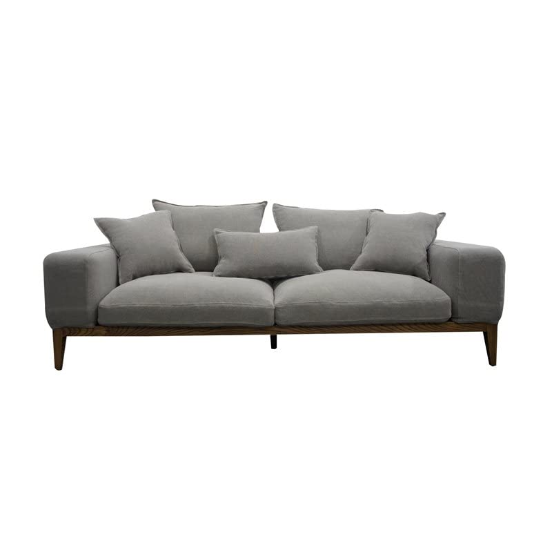 Limari Home Adalbert Collection Modern Style Living Room Linen Upholstered Loveseat with Ash Wood Legs, Gray