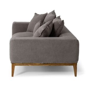 Limari Home Adalbert Collection Modern Style Living Room Linen Upholstered Loveseat with Ash Wood Legs, Gray