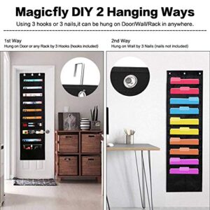 ABC life 20 Pockets Premium Hanging File Folders Organizer/Wall Mount Storage Charts with 6 Over Door/Wall Hangers, Office Paper Filing for Magazine, School/Home/Classroom Organization(2 Pack)