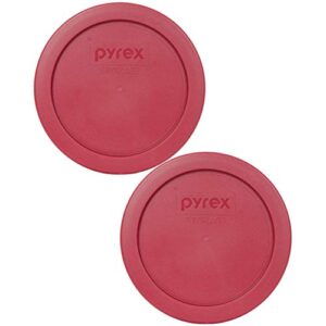 pyrex 7200-pc berry red plastic food storage replacement lids - 2 pack made in the usa