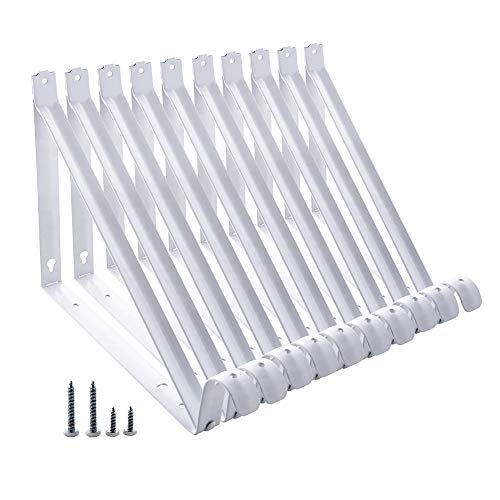 HOME MASTER HARDWARE Heavy Duty Closet Shelf & Rod Brackets, Wall Mounted Closet Shelves Bracket with Rod Shelving Support, White with Screws 10-Pack