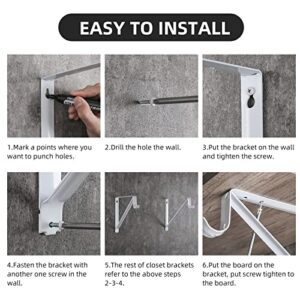 HOME MASTER HARDWARE Heavy Duty Closet Shelf & Rod Brackets, Wall Mounted Closet Shelves Bracket with Rod Shelving Support, White with Screws 10-Pack