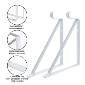 HOME MASTER HARDWARE Heavy Duty Closet Shelf & Rod Brackets, Wall Mounted Closet Shelves Bracket with Rod Shelving Support, White with Screws 10-Pack