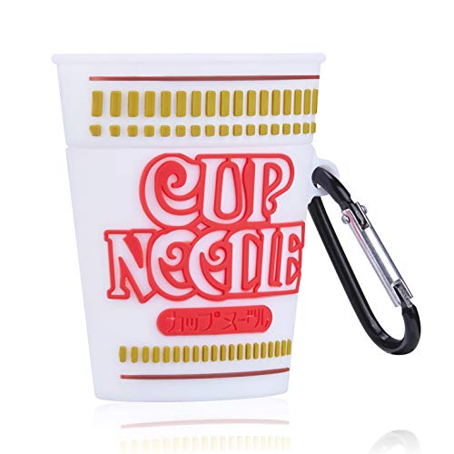 Coralogo for Airpods 1/2 Cute Case, 3D Cartoon Food Ramen Fashion Soft Silicone Airpod Shockproof Skin Funny Fun Cool Design Accessories Cover Air pods Cases for Kids Teens Girls Boys (Cup Noodle)