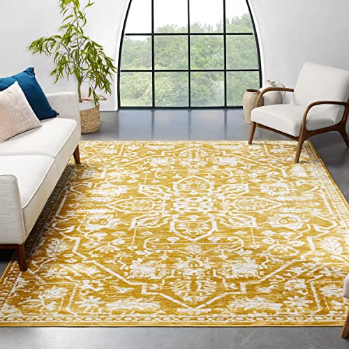 Well Woven Dazzle DISA Gold Vintage Bohemian Oriental Distressed 5x7 (5'3" x 7'3") Area Rug